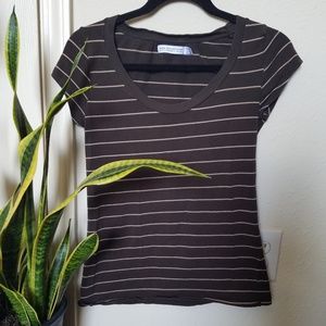 Zara Brown Cream Striped Top